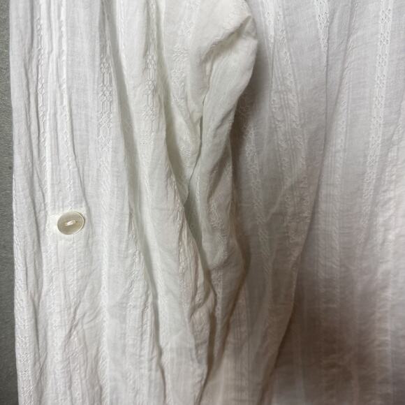 Blue Island White Long Sleeve Gauze Tunic Beach Swim Cover Up Top 100% Cotton M - Picture 8 of 10